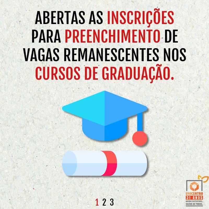 Unicentro reabre inscrições para preenchimento de vagas remanescentes