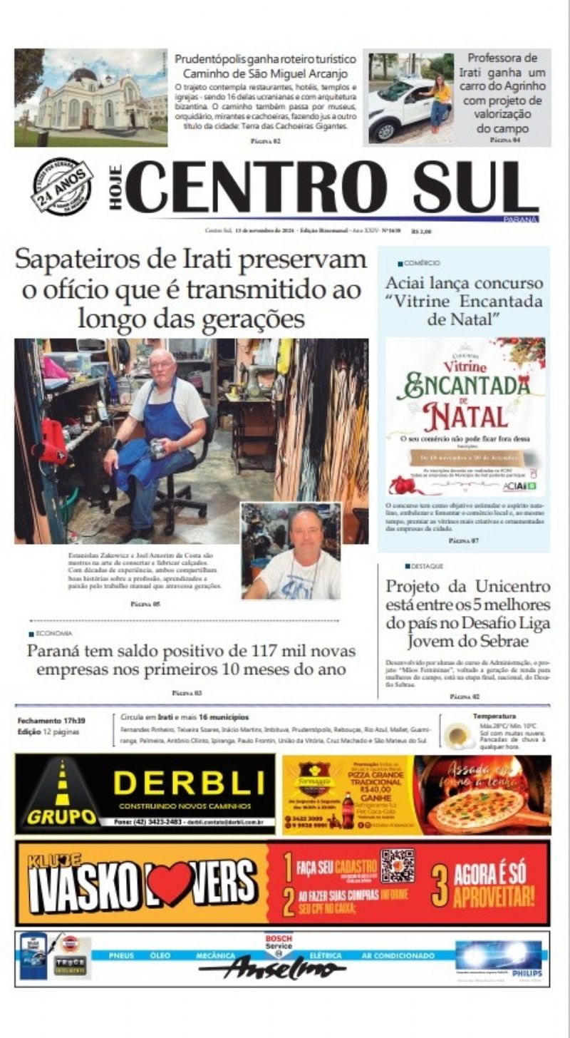 A Edição 1638 do Jornal Hoje Centro Sul já está nas bancas! 🗞️