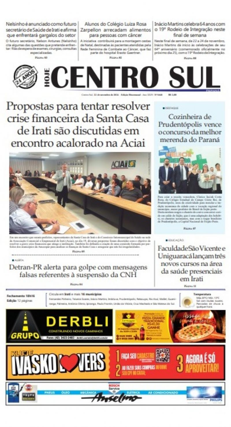 A Edição 1640 do Jornal Hoje Centro Sul já está nas bancas! 🗞️