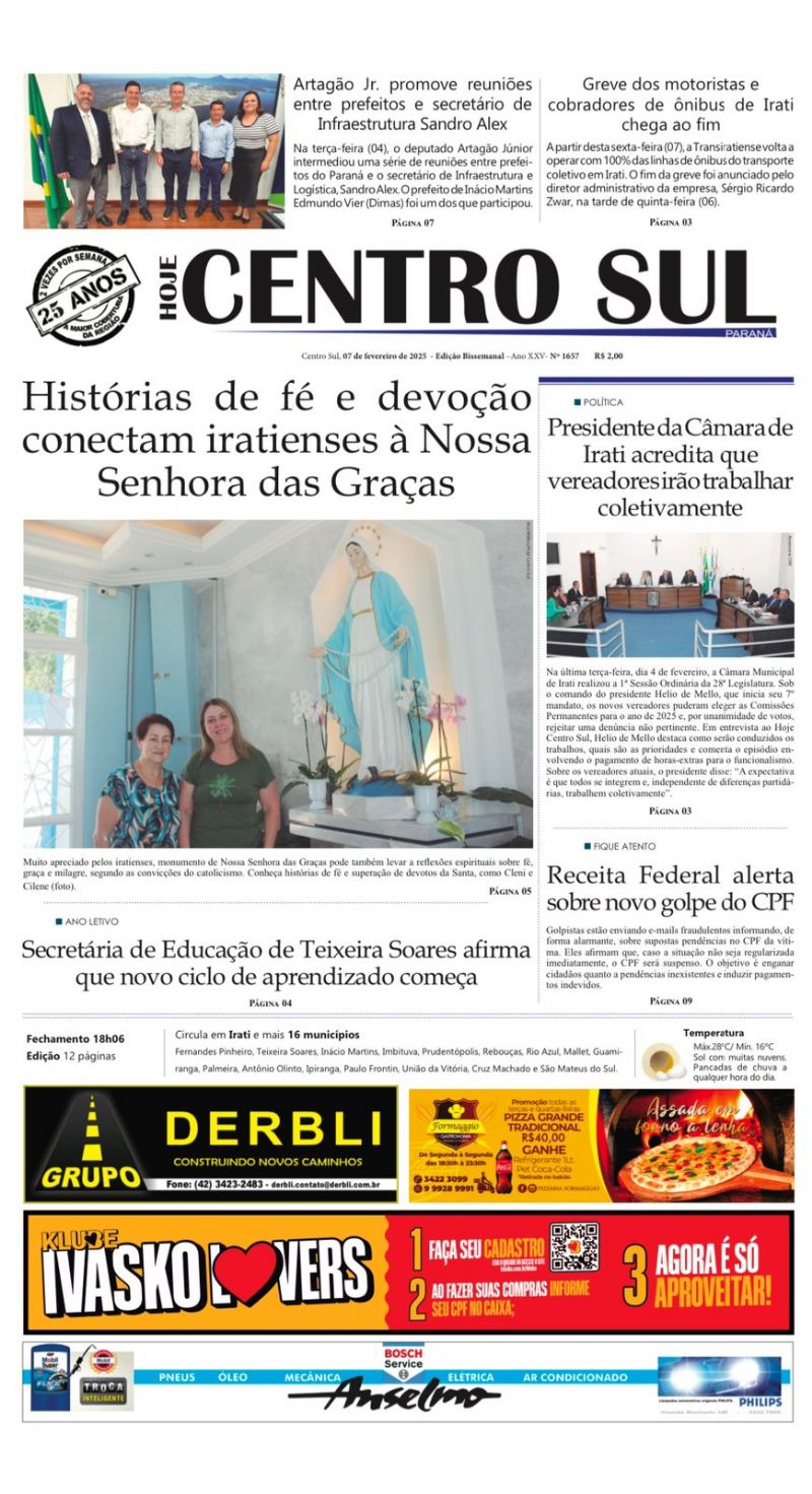 A Edição 1657 do Jornal Hoje Centro Sul já está nas bancas! 🗞️📰