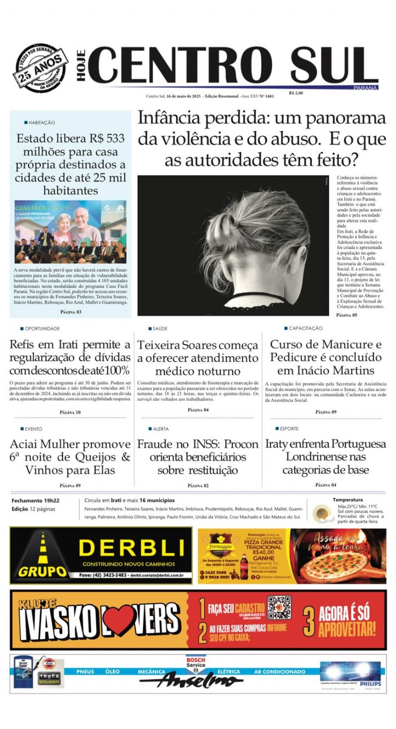A Edição 1681 do Jornal Hoje Centro Sul já está nas bancas! 🗞️📰