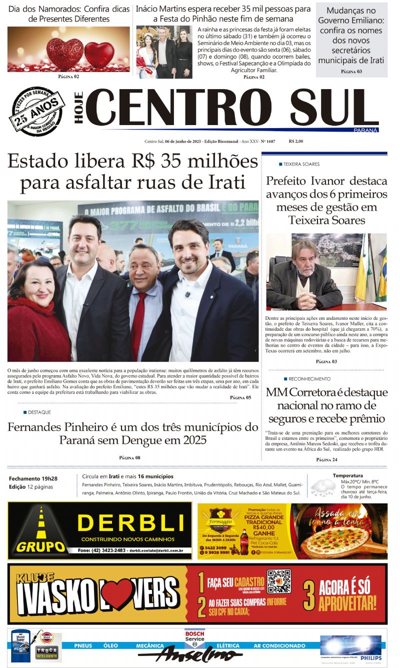 A edição 1687 do Jornal Hoje Centro Sul já está nas bancas!🗞️📰