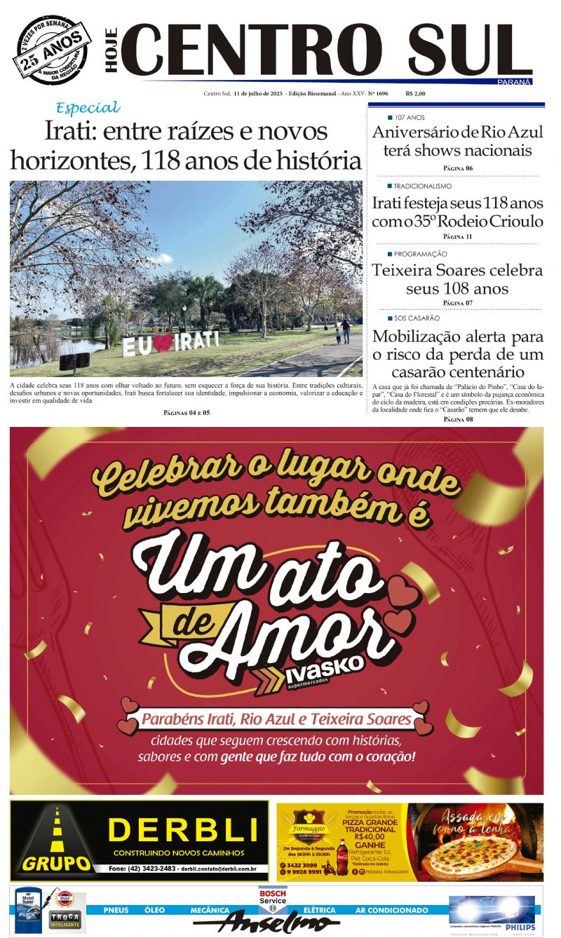 A edição 1696 do Jornal Hoje Centro Sul já está nas bancas!🗞️📰