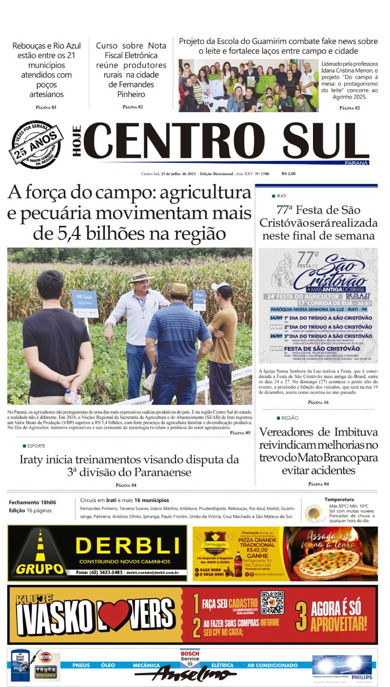 A edição 1700 do Jornal Hoje Centro Sul já está nas bancas!🗞️📰