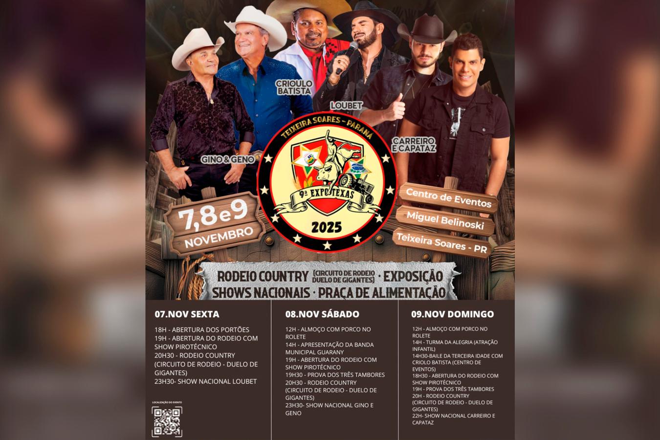9ª Expotexas será neste fim de semana em Teixeira Soares com rodeio country e shows nacionais