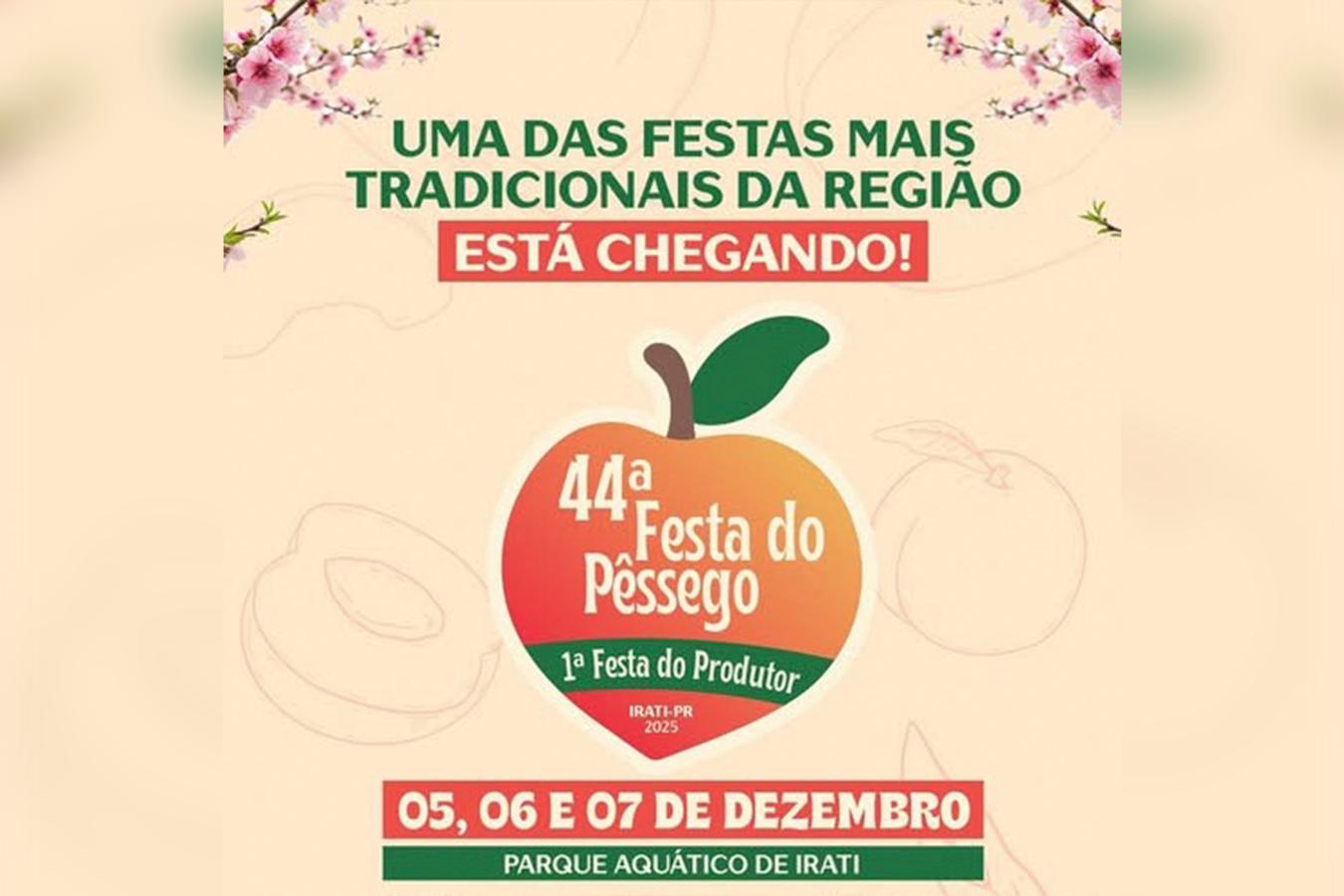 Comerciantes de Irati terão 50% de desconto para participar da 44ª Festa do Pêssego e 1ª Festa do Produtor