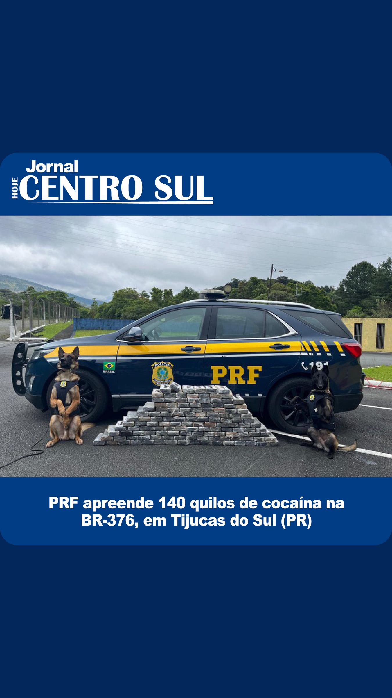 PRF apreende 140 quilos de cocaína na BR-376, em Tijucas do Sul (PR)