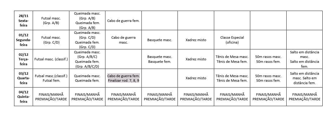 Programação semanal dos JEIS reúne diversas modalidades em Irati