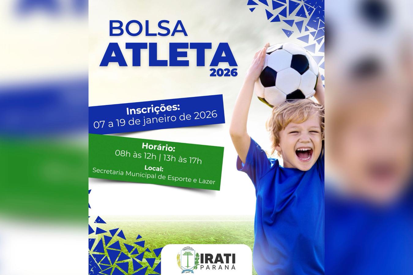 Inscrições para o Programa Bolsa Atleta vão até o dia 19 em Irati