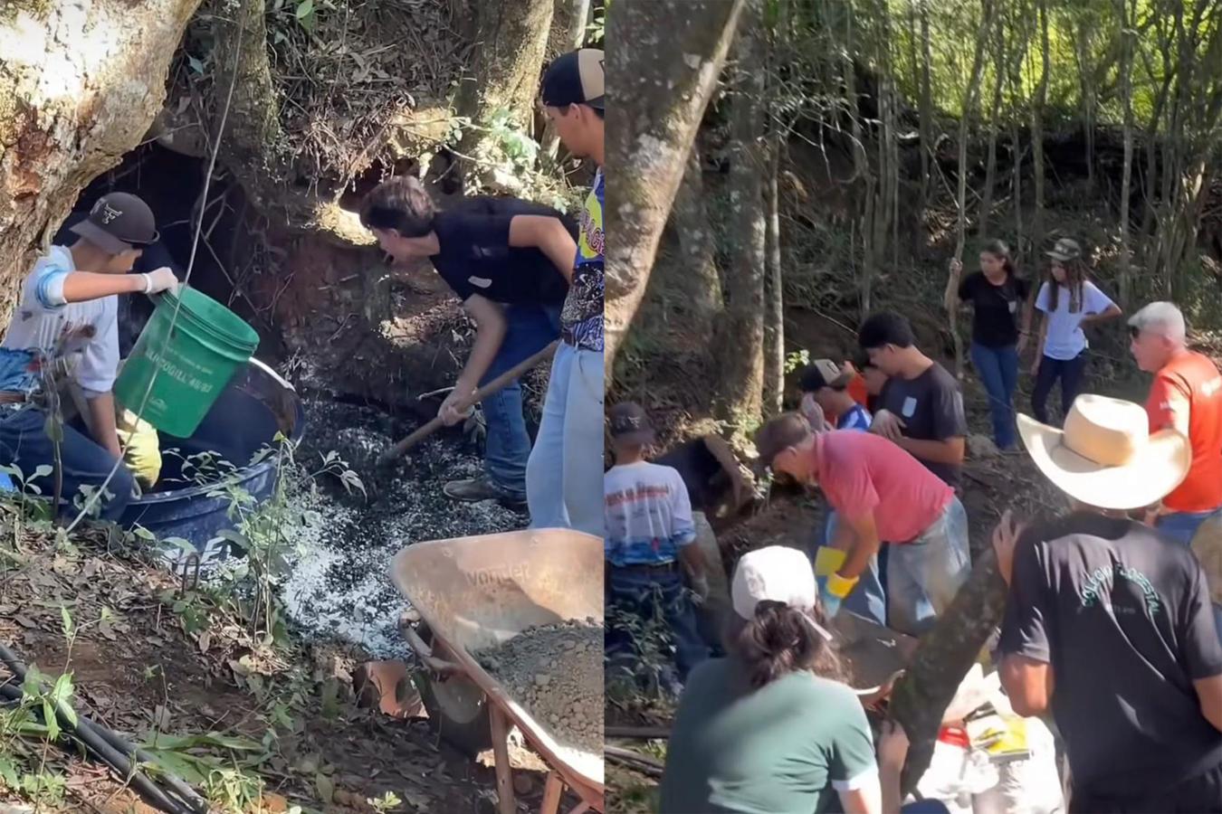 Prefeitura de Irati realiza proteção de nascente no Monjolo