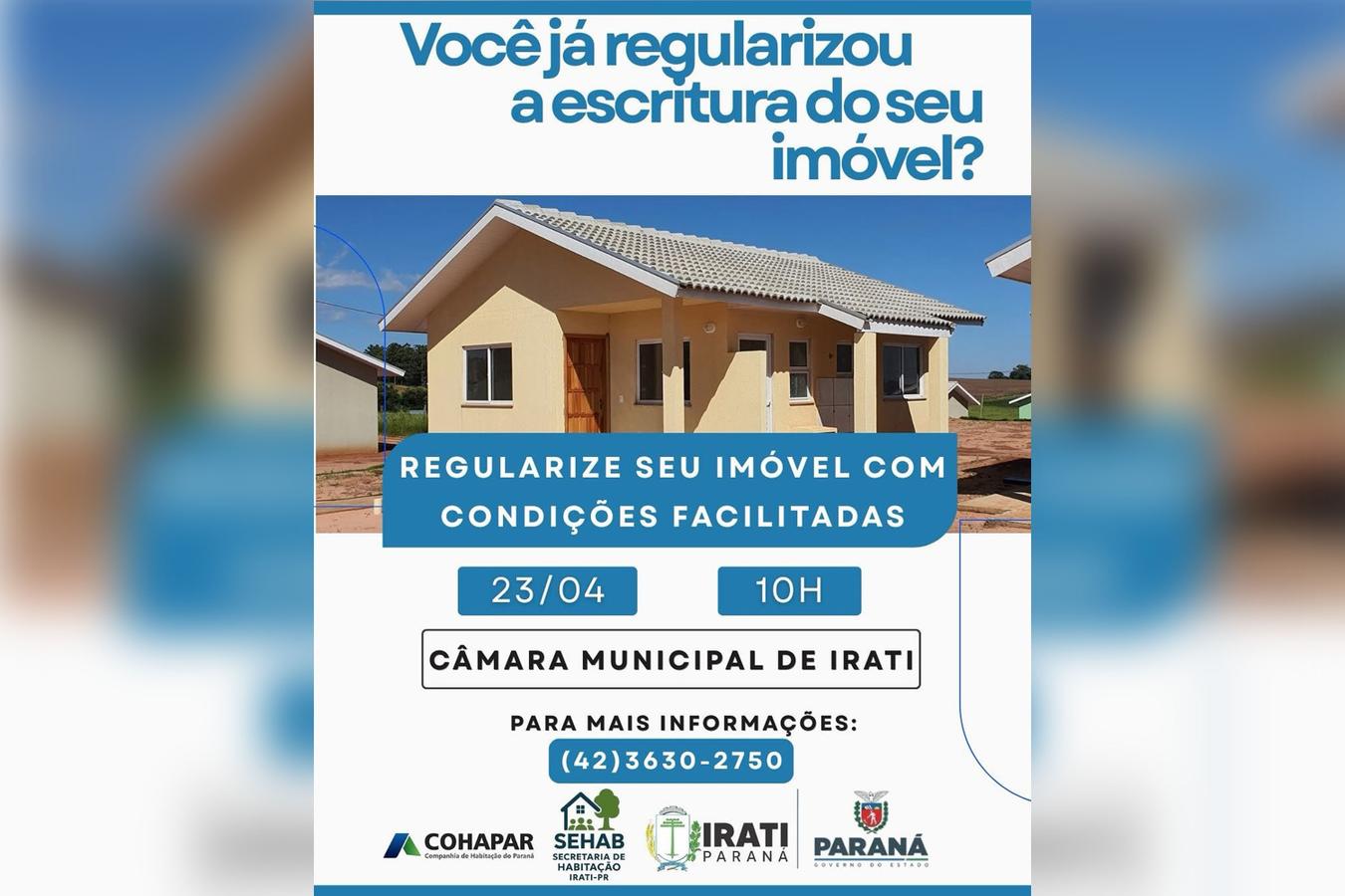 Moradores de Irati poderão regularizar imóveis da COHAPAR com condições facilitadas