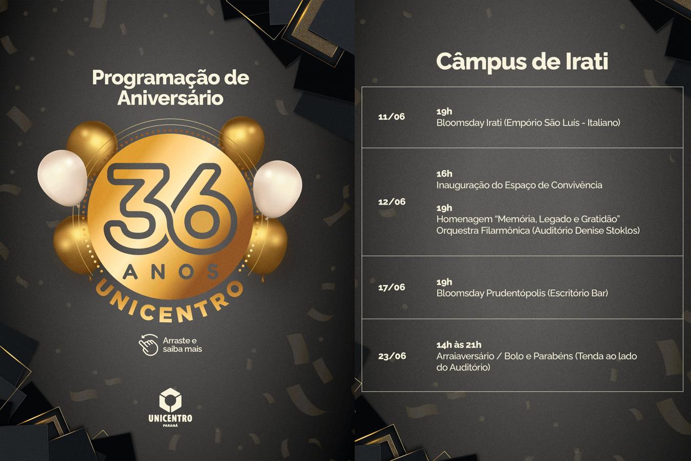 Unicentro comemora 36 anos com programação diversificada em Guarapuava e Irati