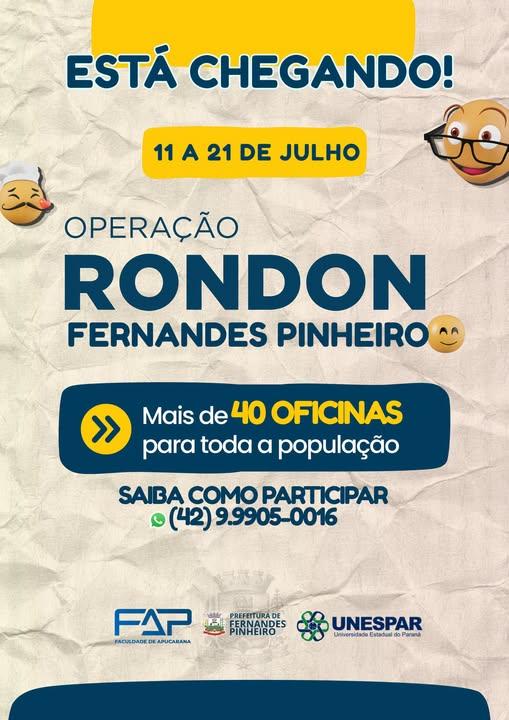 Fernandes Pinheiro recebe programação da Operação Rondon com 40 oficinas gratuitas