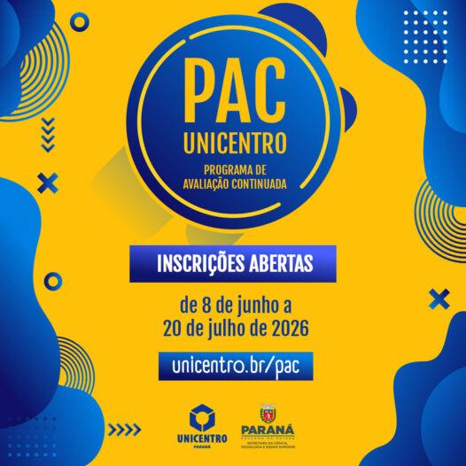 PAC 2026 da Unicentro está com inscrições abertas até 20 de julho 1 PAC 2026 da Unicentro está com inscrições abertas até 20 de julho