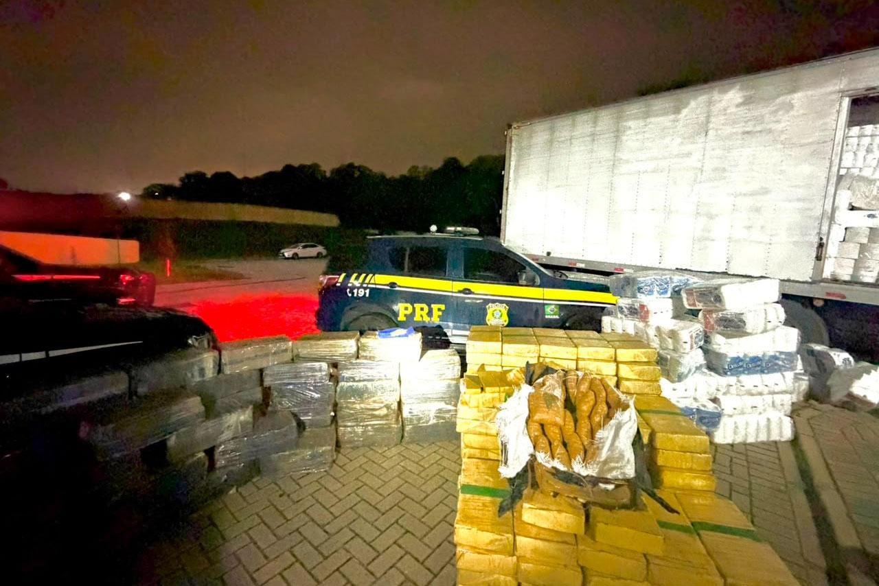 PRF localiza mais de duas toneladas de maconha escondidas em carga de papel em Araucária (PR)