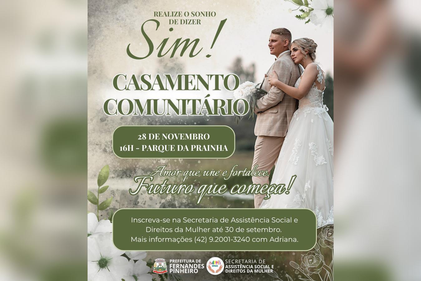 Prefeitura de Fernandes Pinheiro abre Inscrições para o Casamento Comunitário