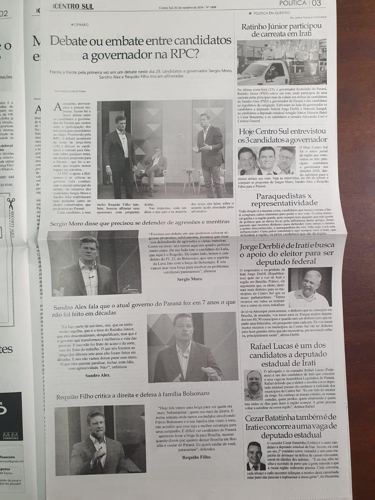 Cezar Batatinha também é de Irati e concorre a uma vaga de deputado estadual