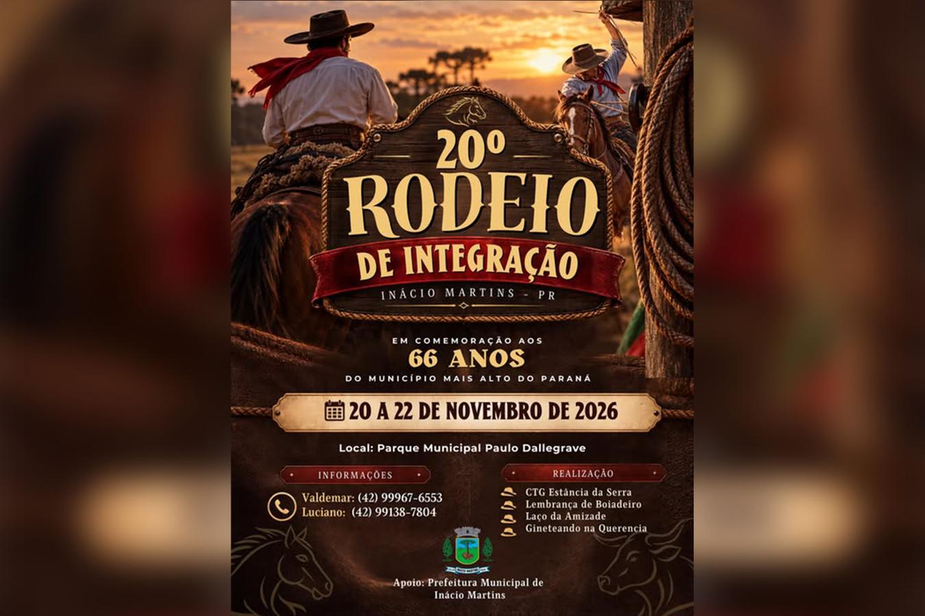 Inácio Martins celebra 66 anos com a realização do 20º Rodeio de Integração