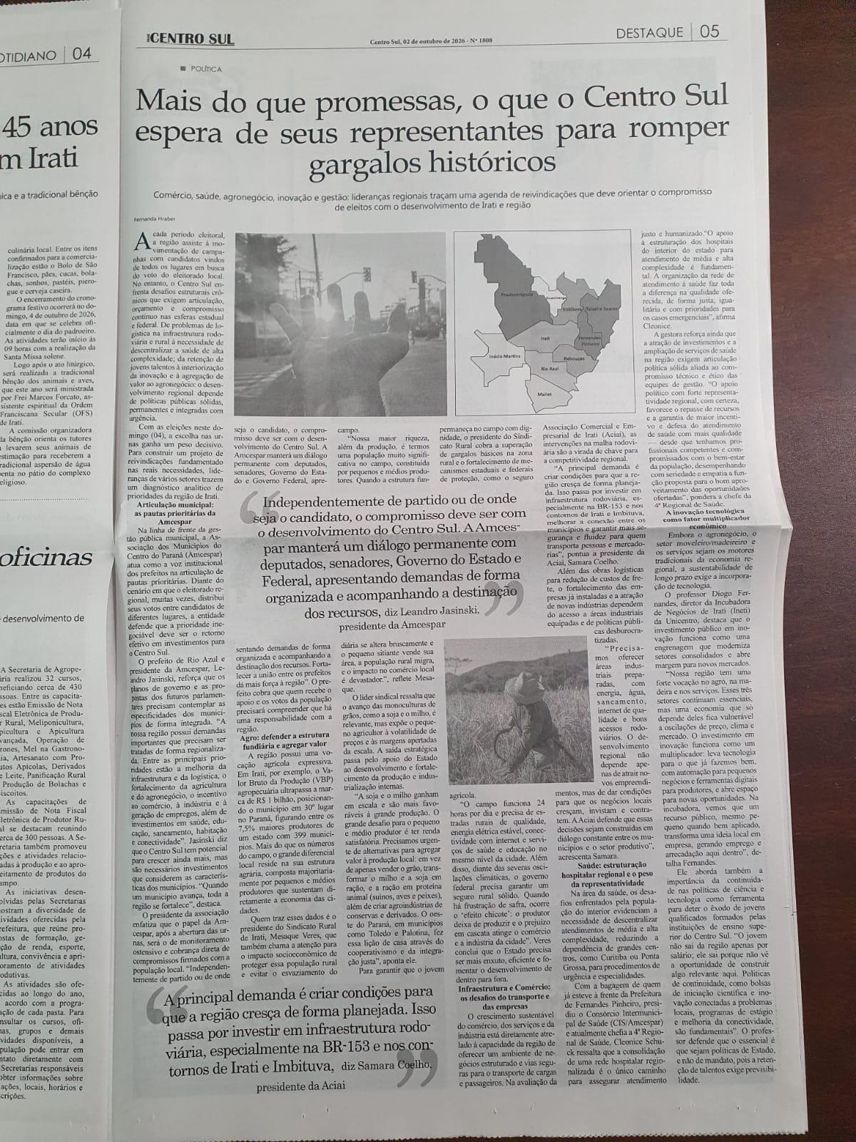 Mais do que promessas, o que o Centro Sul espera de seus representantes para romper gargalos históricos